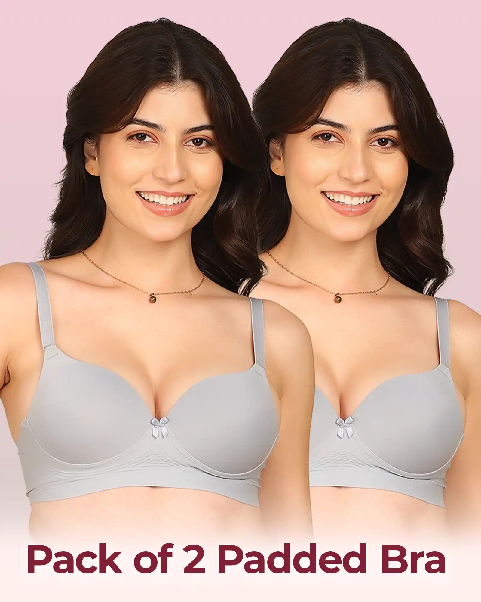 Intimist Easy-Fit Seamless Bonded Maximiser Bra (IS-5107-GREY)(Pack of 2)