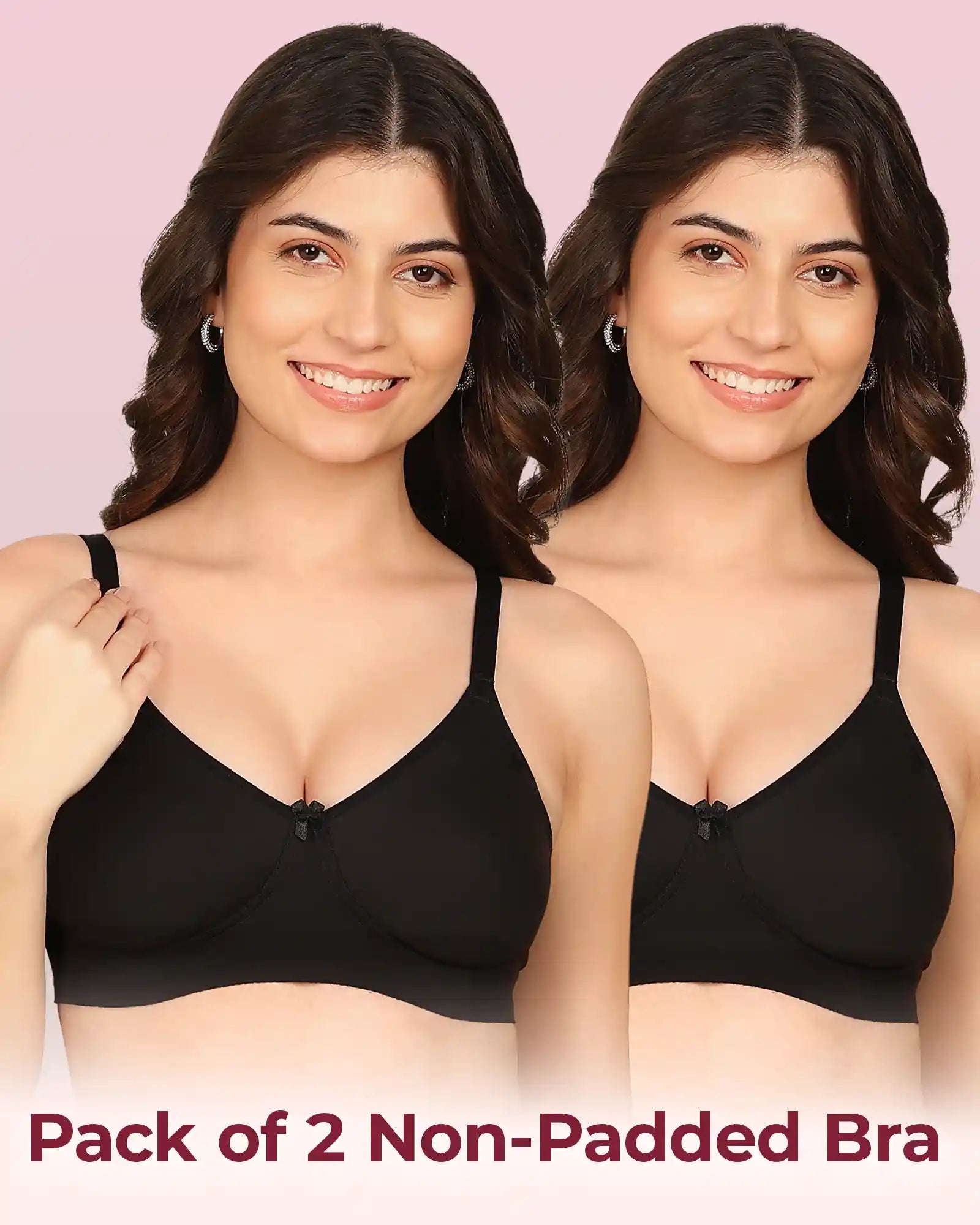 Intimist Easy-Fit Seamless Bonded T-Shirt Bra (IS-352-Black)(Pack Of 2)
