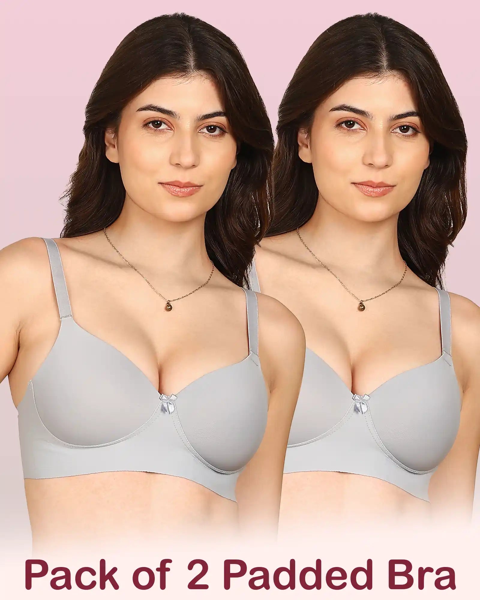 Intimist Easy-Fit Seamless Bonded Padded Everyday Bra (IS-5991-GREY)(Pack of 2)