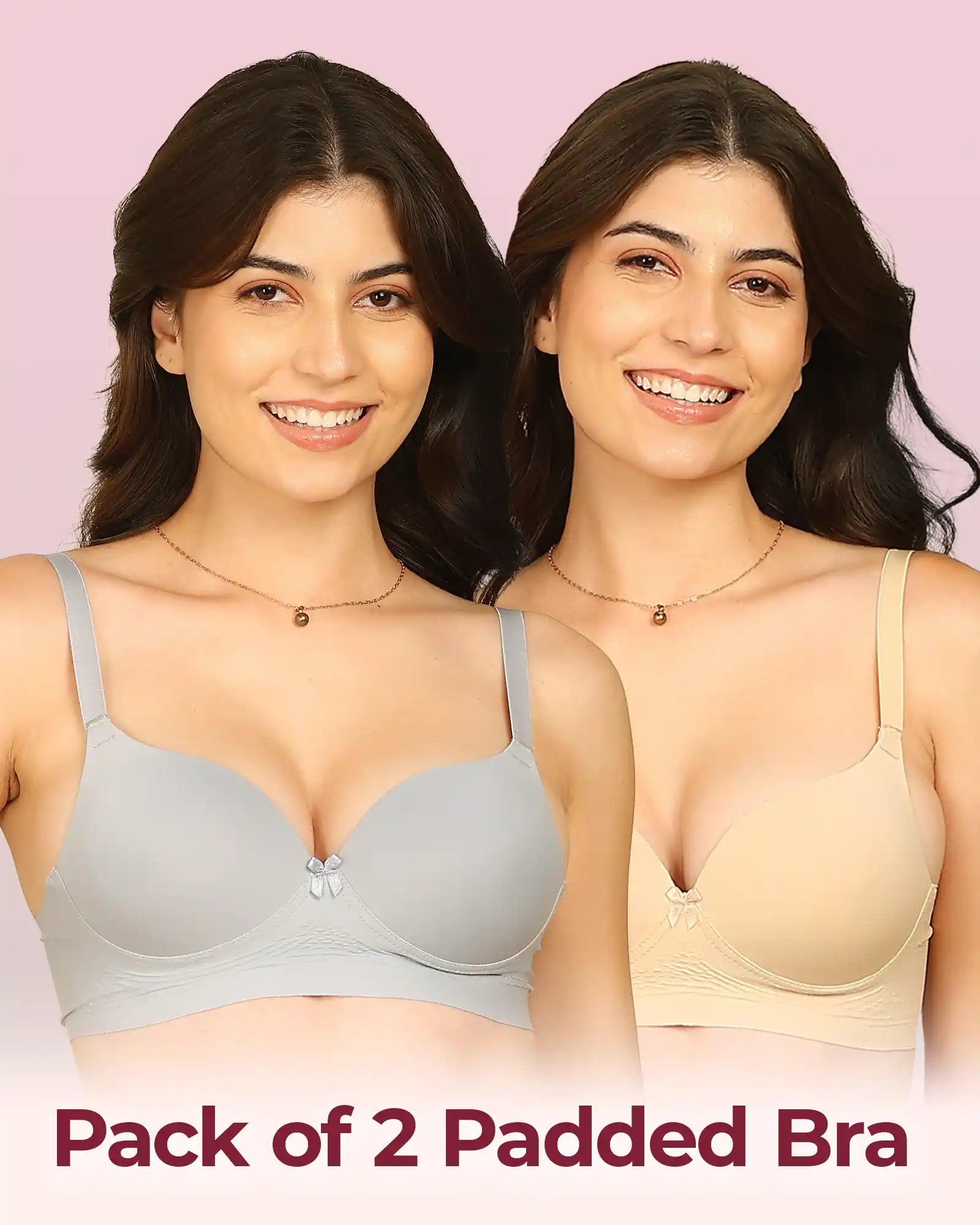 Intimist Easy-Fit Seamless Bonded Maximiser Bra (IS-5107-GREY-SKIN)(Pack of 2)