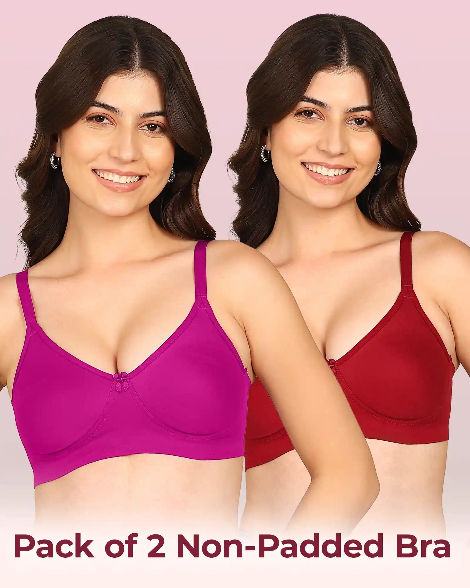 Intimist Easy-Fit Seamless Bonded T-Shirt Bra (IS-352-Magenta-Wine)( Pack Of 2)