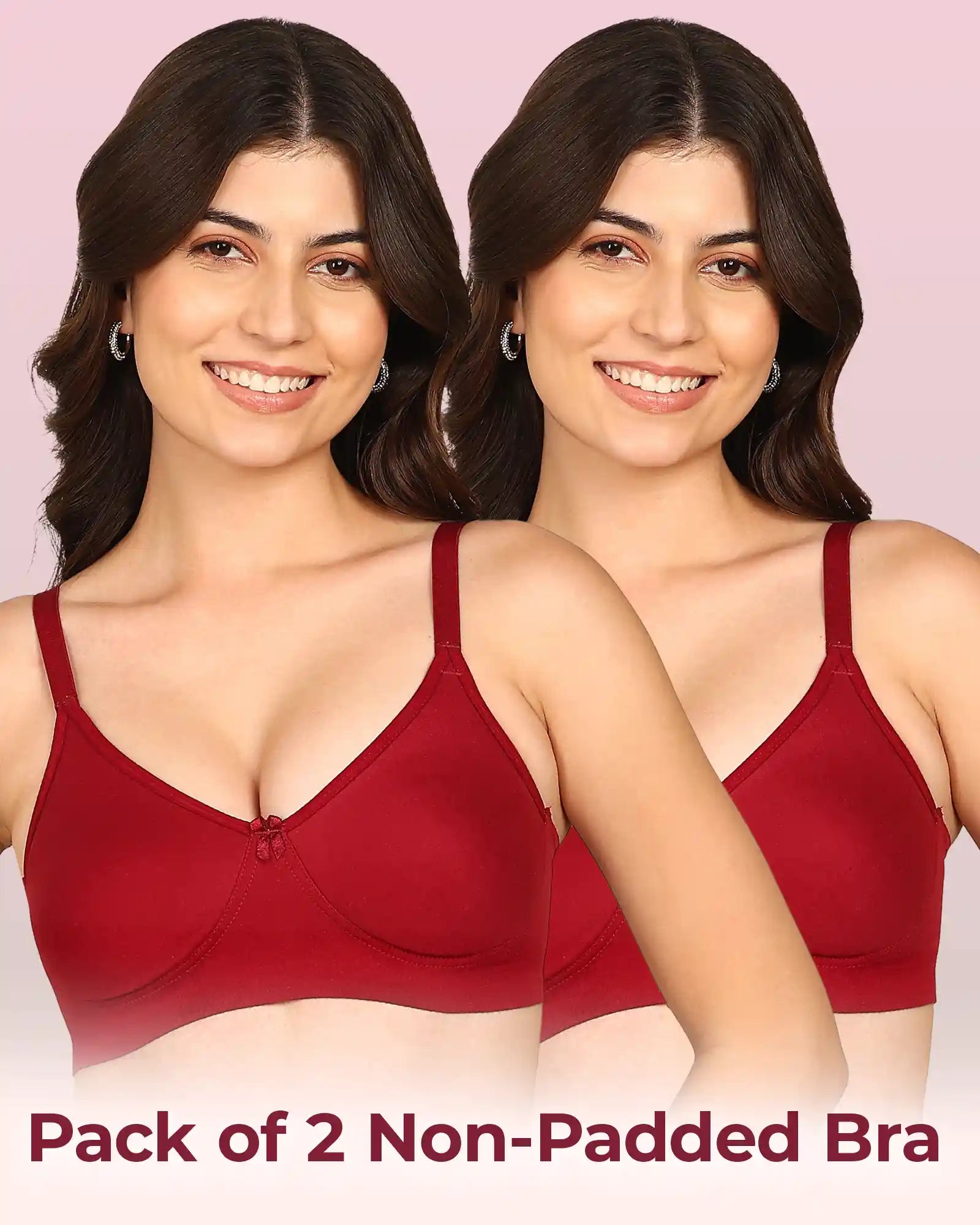 Intimist Easy-Fit Seamless Bonded T-Shirt Bra (IS-352-Wine)(Pack Of 2)