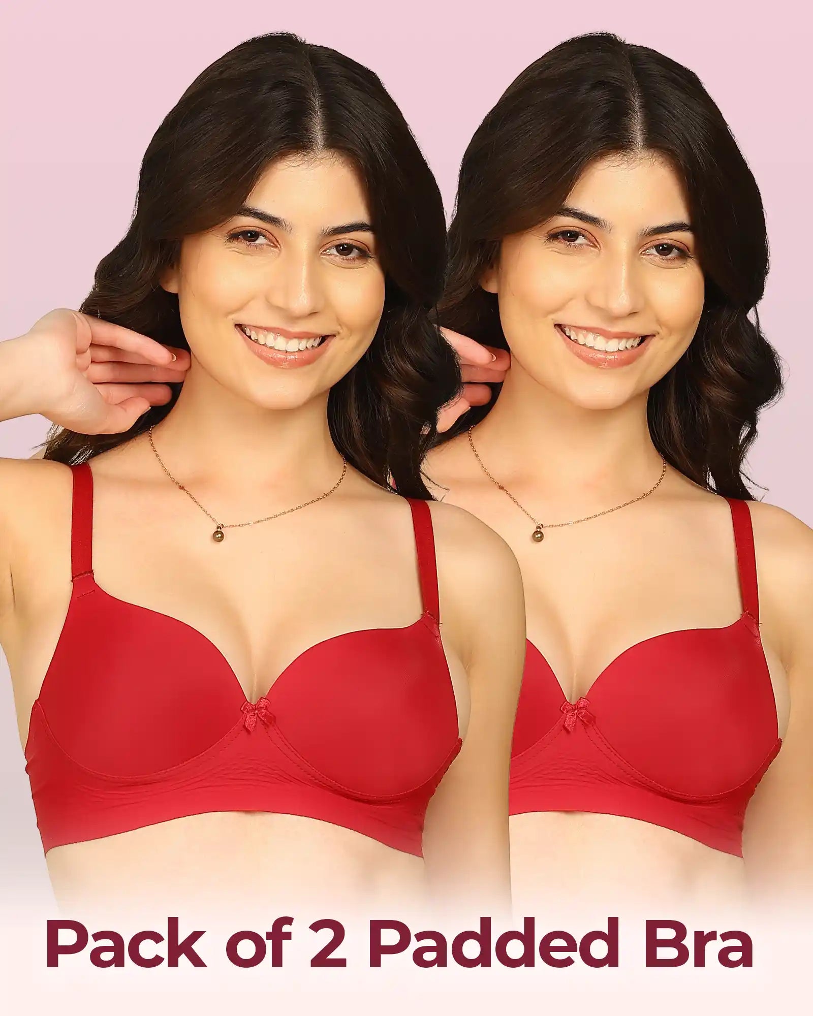 Intimist Easy-Fit Seamless Bonded Maximiser Bra (IS-5107-WINE)(Pack of 2)