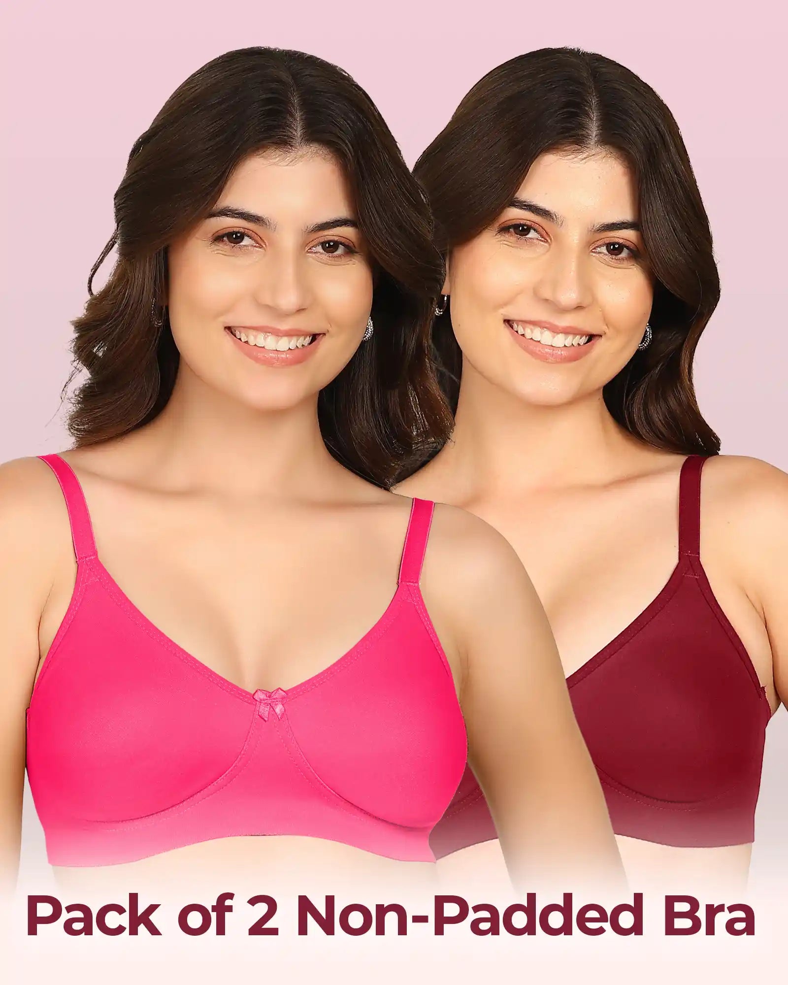 Intimist Easy-Fit Seamless Bonded T-Shirt Bra (IS-352-Dark pink-Magenta)( Pack Of 2)