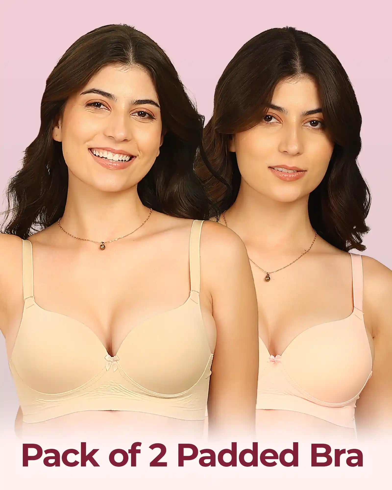 Intimist Easy-Fit Seamless Bonded Maximiser Bra (IS-5107-SKIN-PEACH)(Pack of 2)