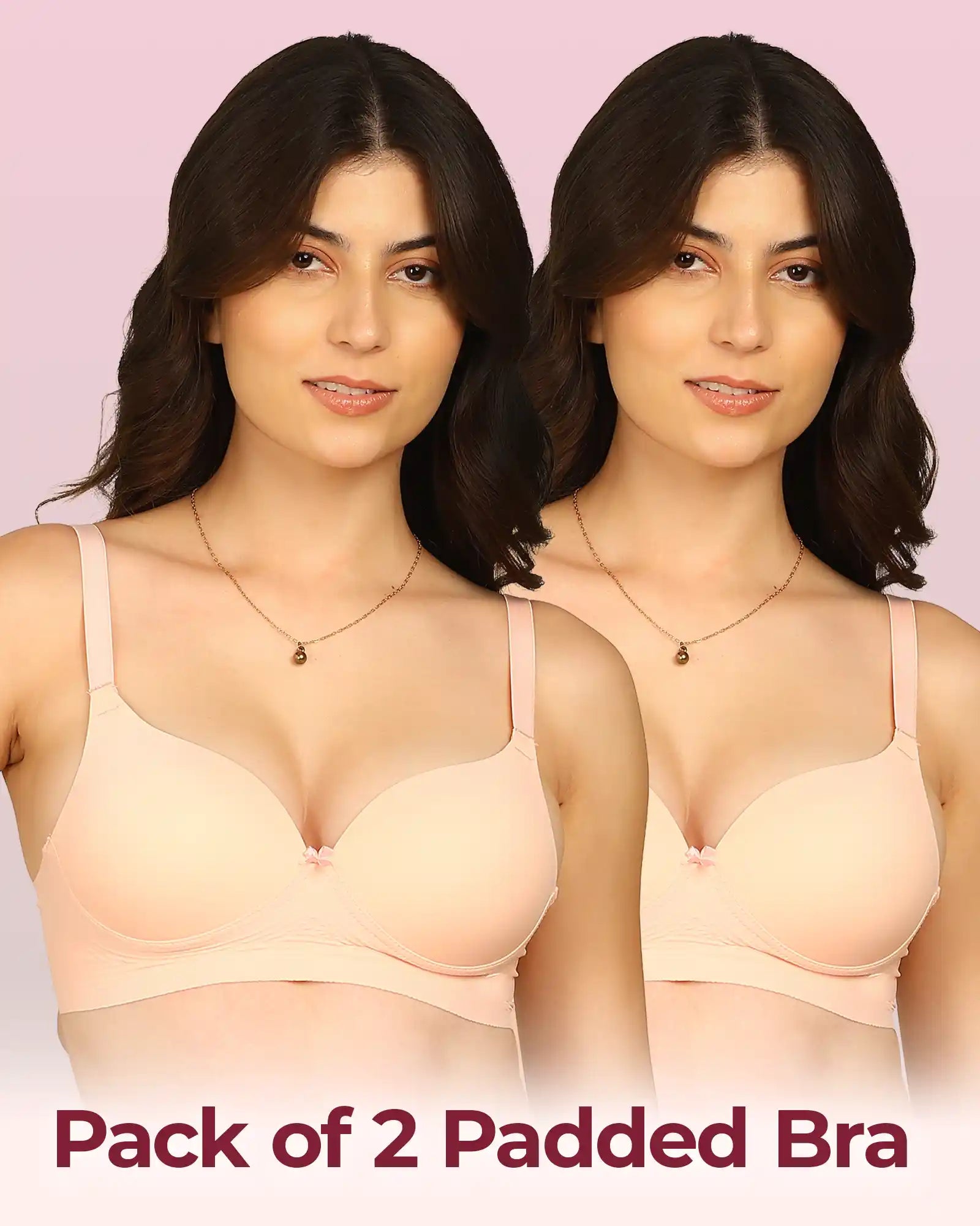 Intimist Easy-Fit Seamless Bonded Maximiser Bra (IS-5107-PEACH)(Pack of 2)