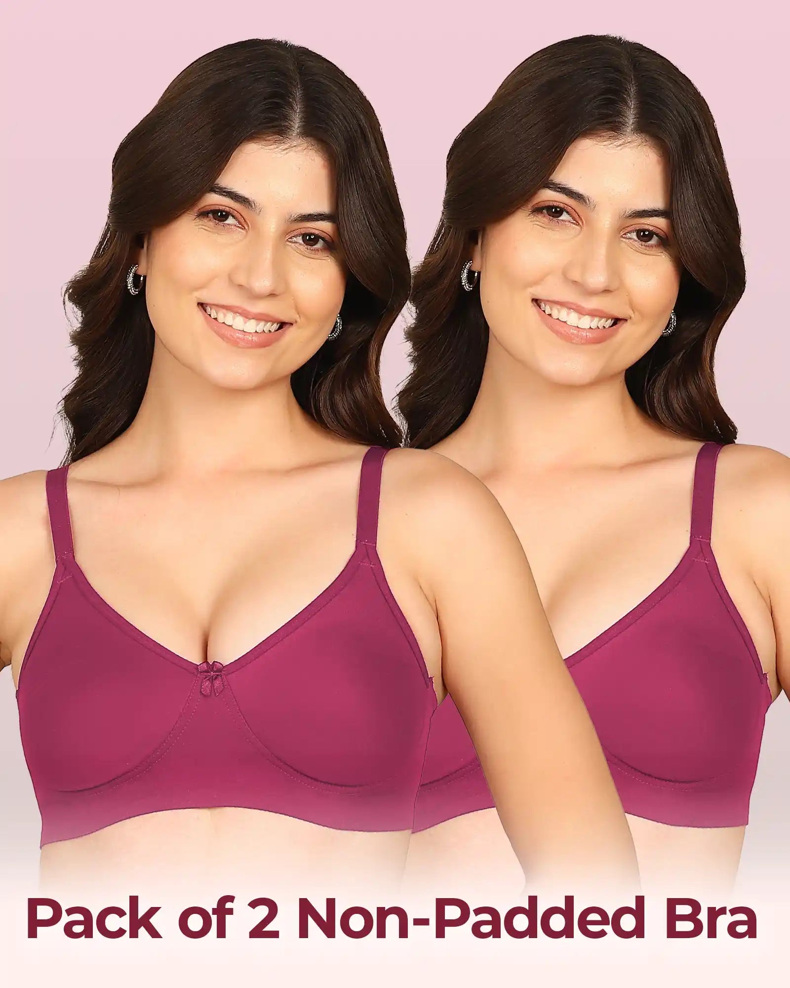 Intimist Easy-Fit Seamless Bonded T-Shirt Bra (IS-352-Magenta)(Pack Of 2)