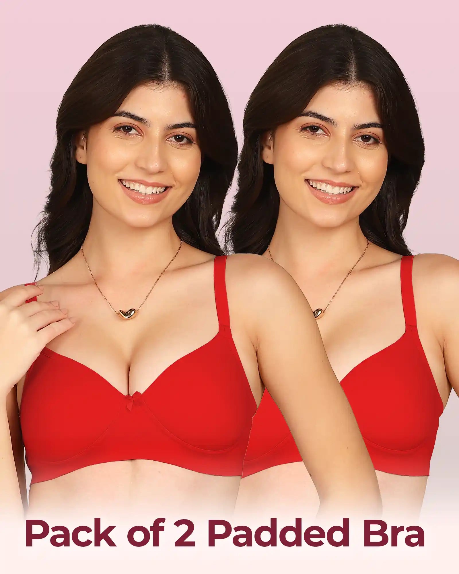 Intimist Easy-Fit Seamless Bonded Padded T-Shirt Bra (IS-1013-RED)( Pack Of 2)