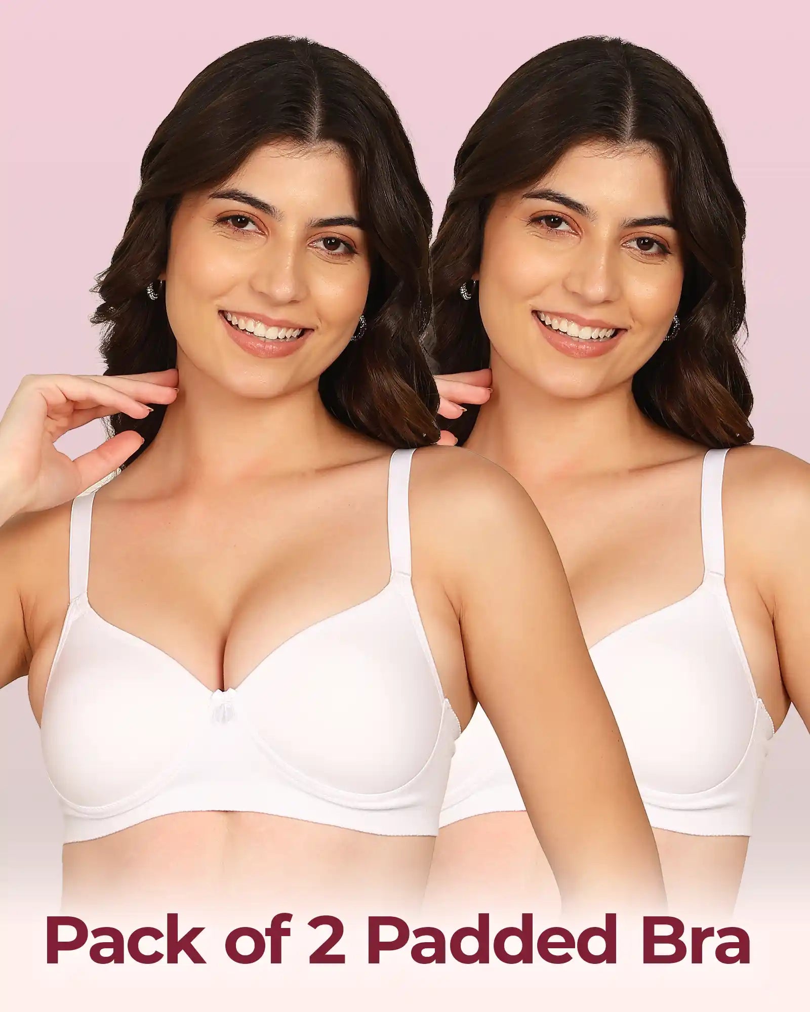 Intimist Easy-Fit Seamless Bonded Padded T-Shirt Bra (IS-1013-White)(Pack Of 2)