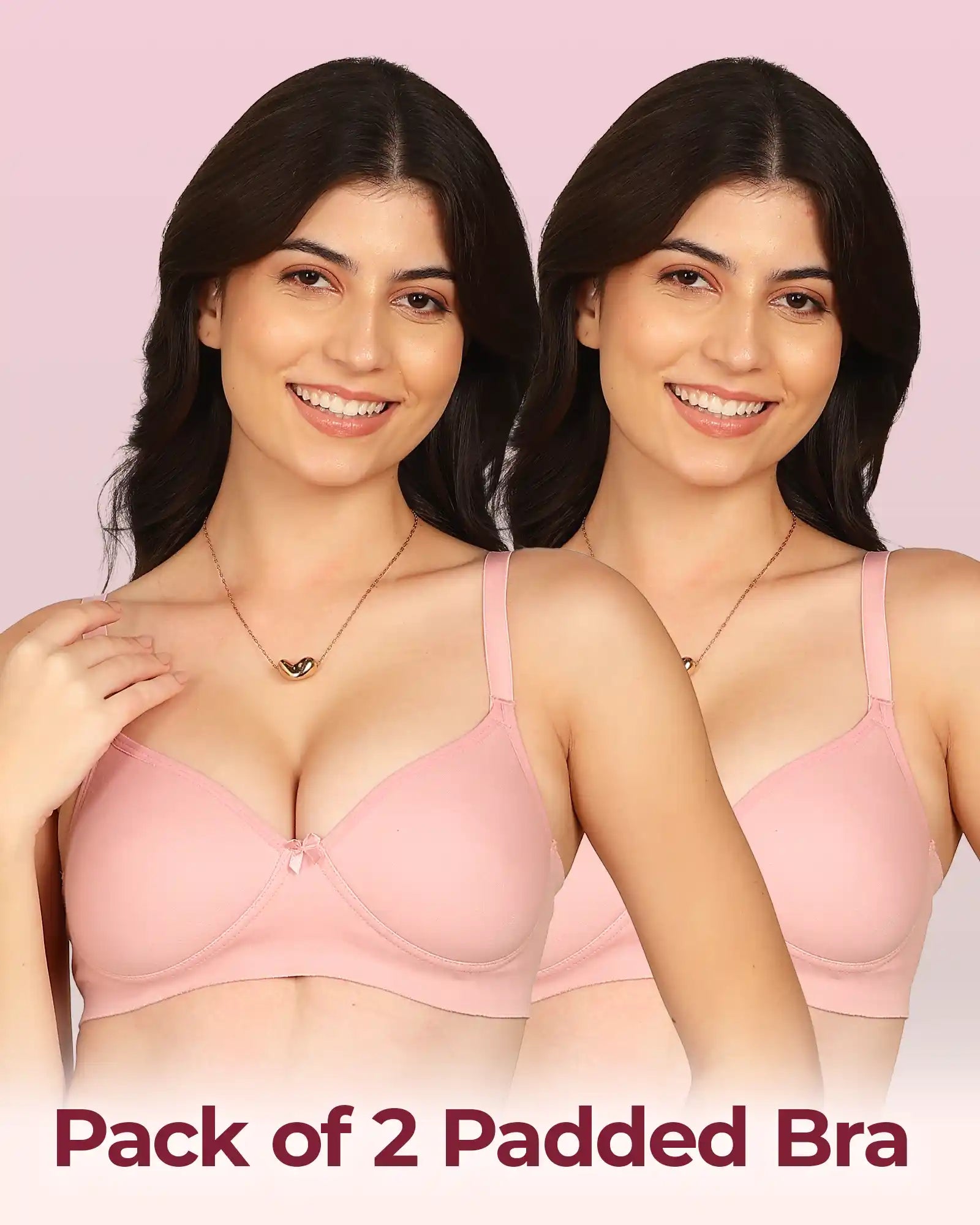 Intimist Easy-Fit Seamless Bonded Padded T-Shirt Bra (IS-1013-Plum)(Pack Of 2)