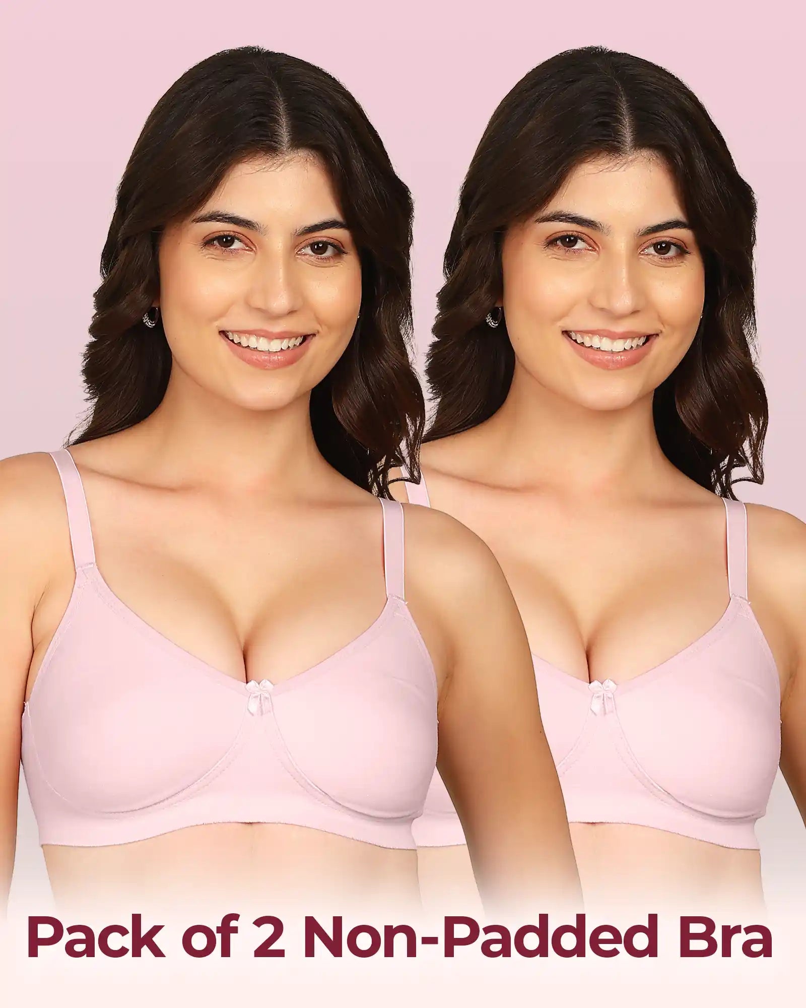 Intimist Easy-Fit Seamless Bonded T-Shirt Bra (IS-352-Pink)(Pack Of 2)