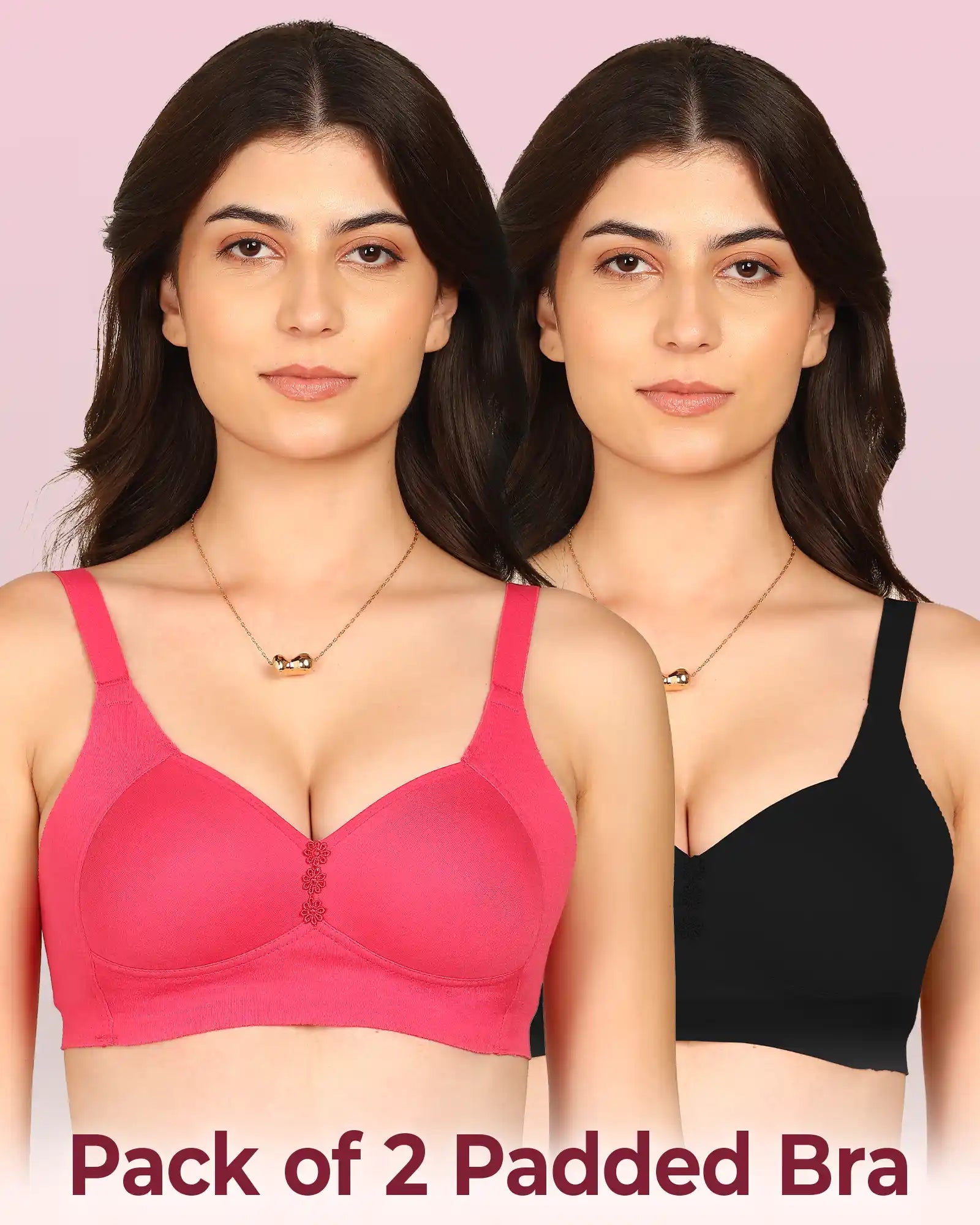 Intimist Easy-Fit Seamless Bonded Padded Minimiser (IS-408-Dark Pink-Black)( Pack Of 2)