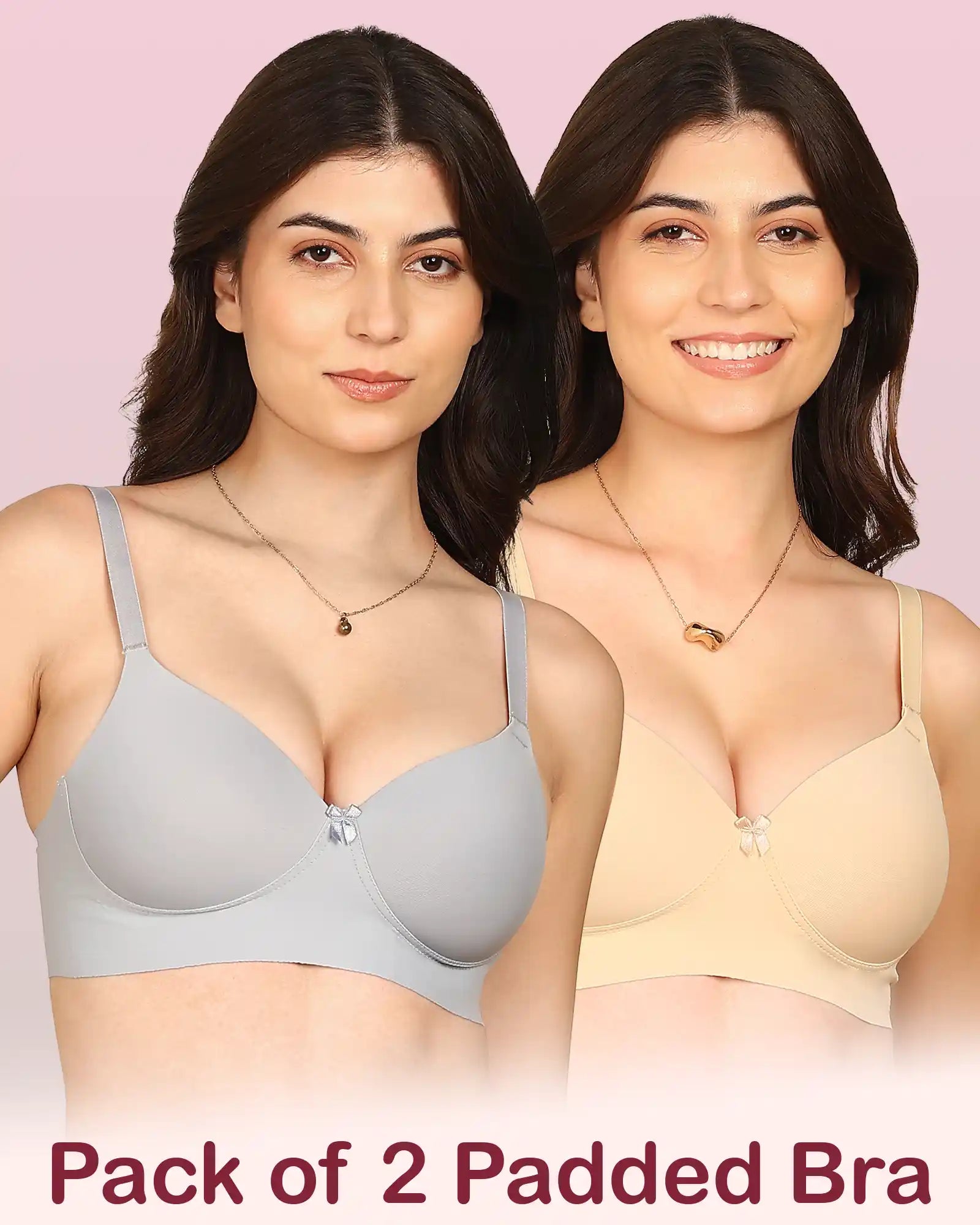 Intimist Easy-Fit Seamless Bonded Padded Everyday Bra (IS-5991-GREY-SKIN)(Pack of 2)