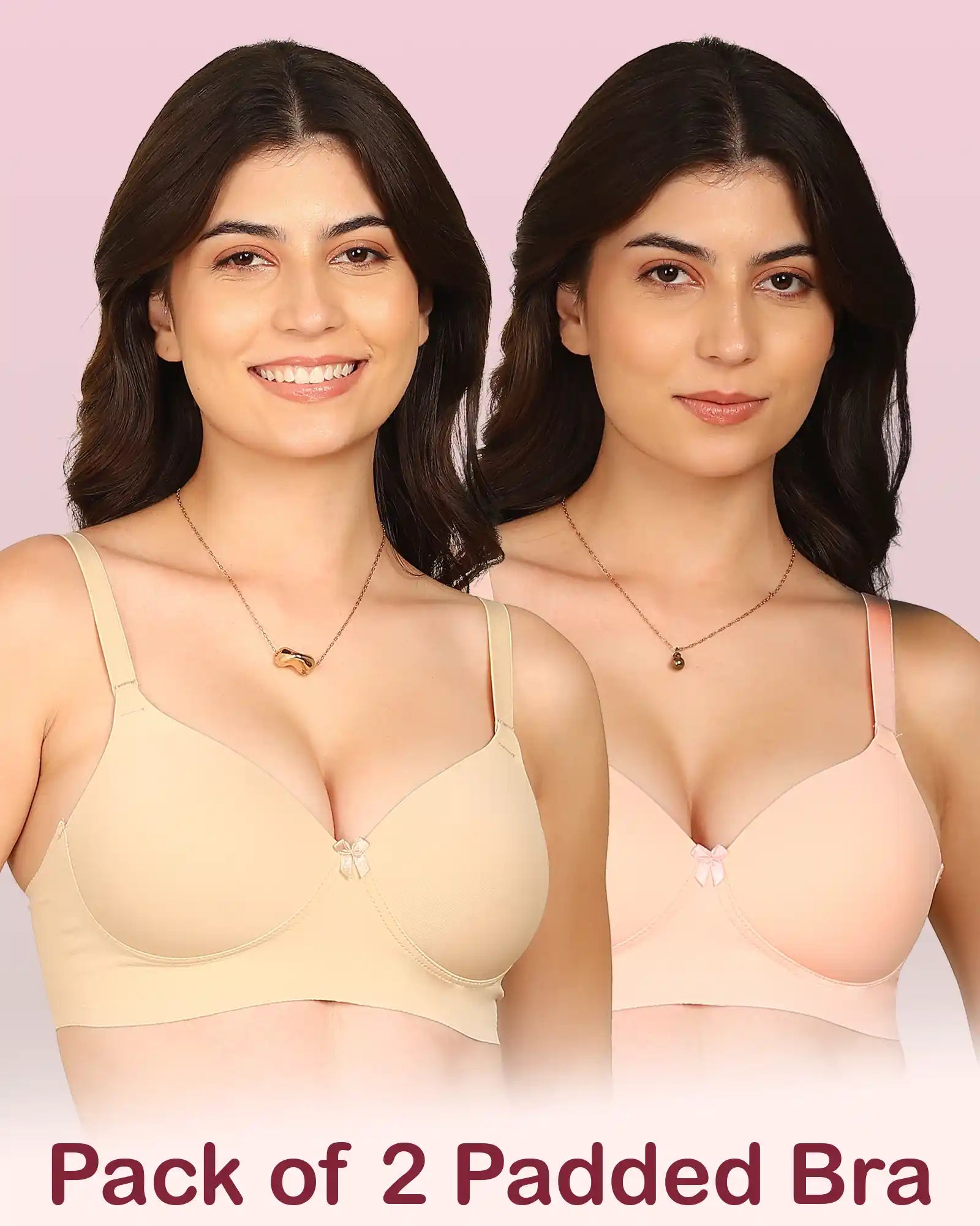Intimist Easy-Fit Seamless Bonded Padded Everyday Bra (IS-5991-SKIN-PEACH)(Pack of 2)
