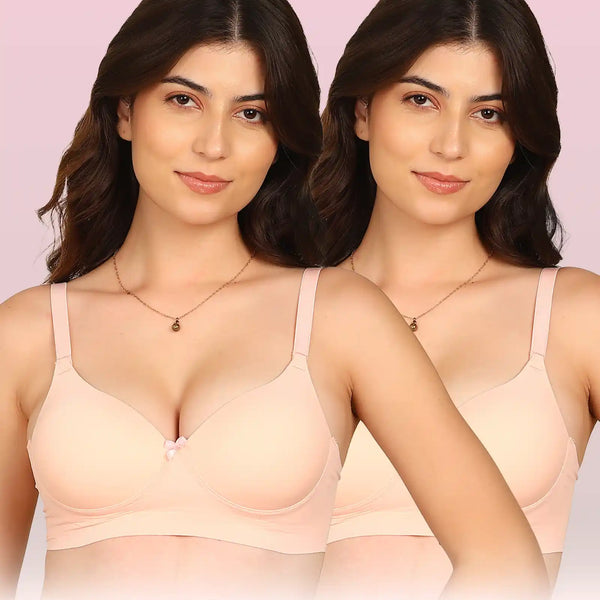 Intimist Easy-Fit Seamless Bonded Push-Up Bra (IS-5301-PEACH)(Pack of 2)