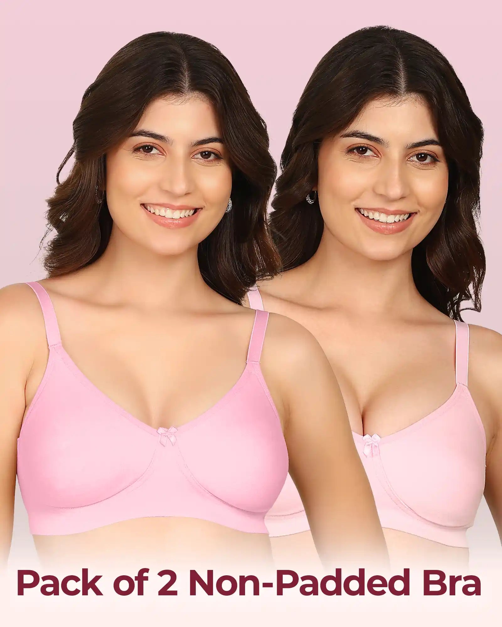 Intimist Easy-Fit Seamless Bonded T-Shirt Bra (IS-352-Pink-Plum)( Pack Of 2)