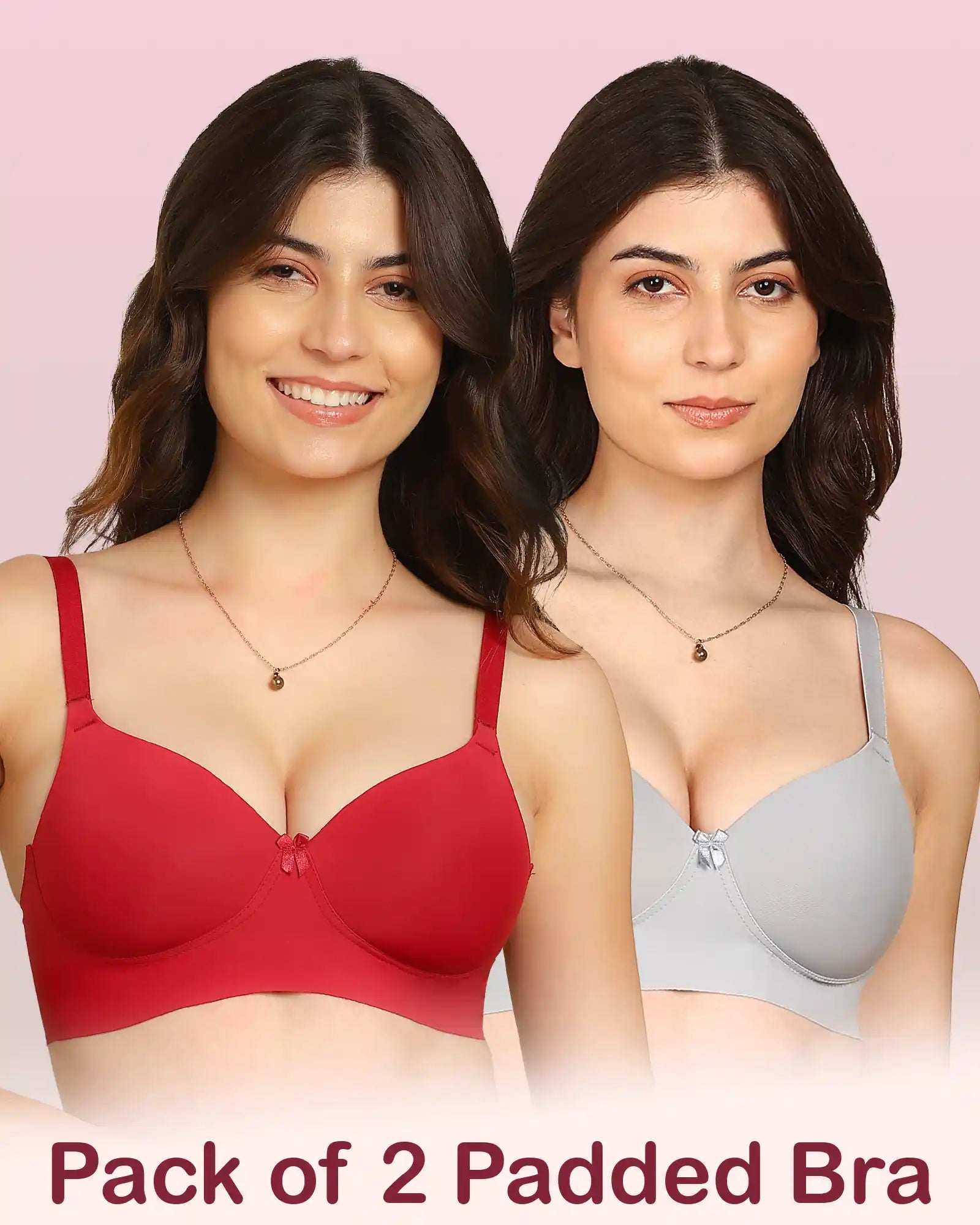 Intimist Easy-Fit Seamless Bonded Padded Everyday Bra (IS-5991-WINE-GREY)(Pack of 2)