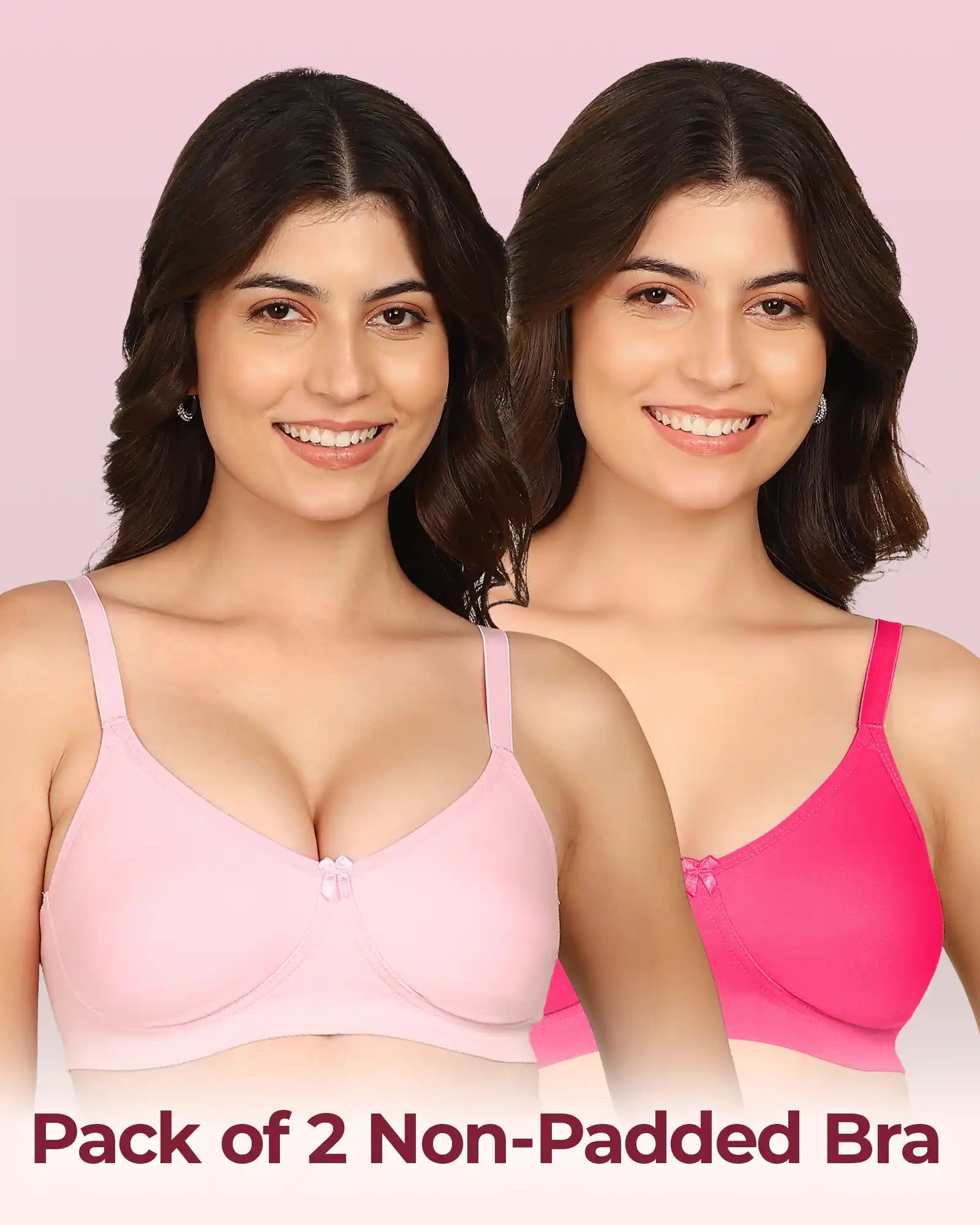 Intimist Easy-Fit Seamless Bonded T-Shirt Bra (IS-352-Plum-Dark Pink )( Pack Of 2)