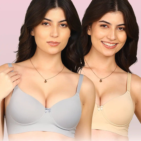 Intimist Easy-Fit Seamless Bonded Push-Up Bra (IS-5301-GREY-SKIN)(Pack of 2)
