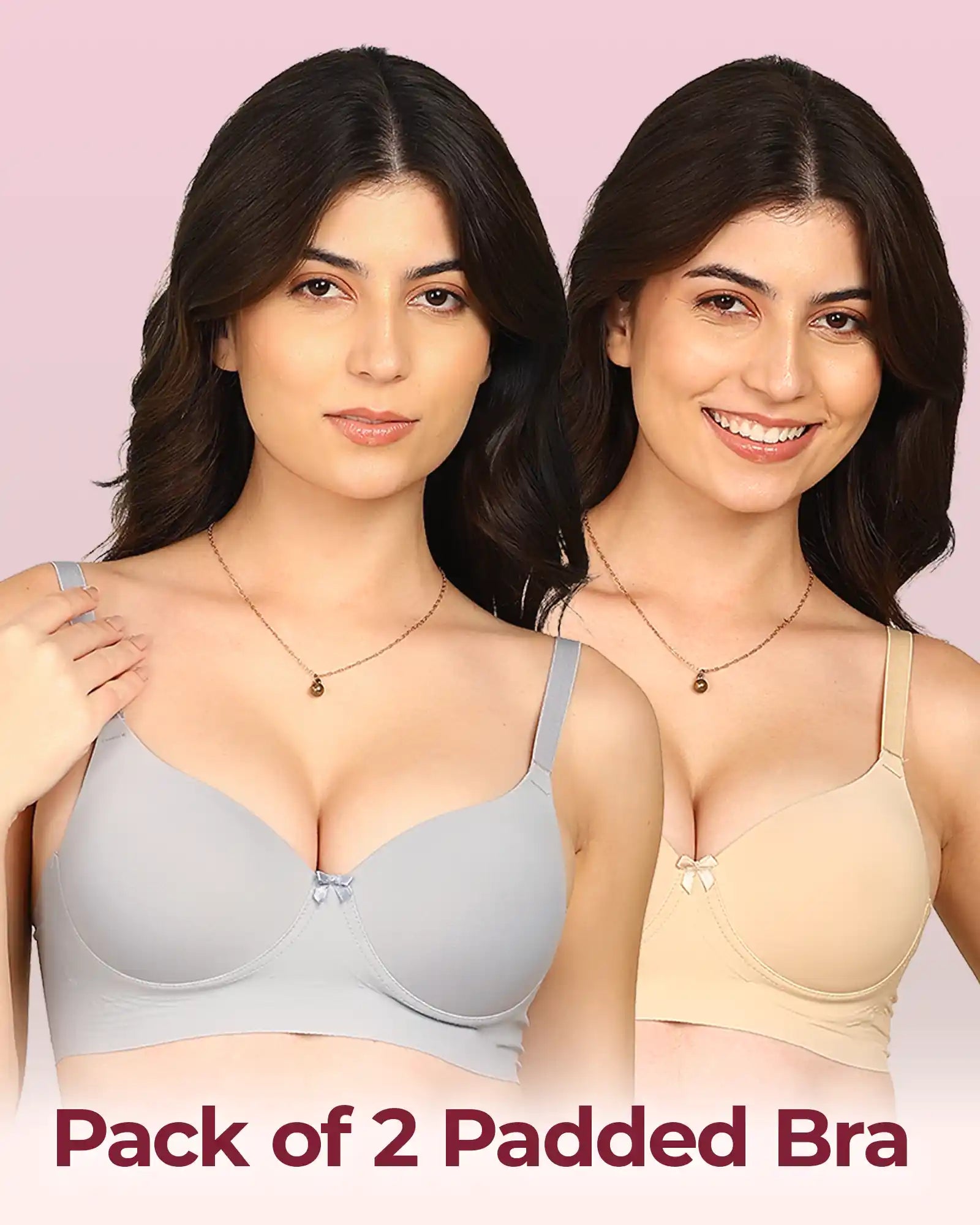 Intimist Easy-Fit Seamless Bonded Push-Up Bra (IS-5301-GREY-SKIN)(Pack of 2)