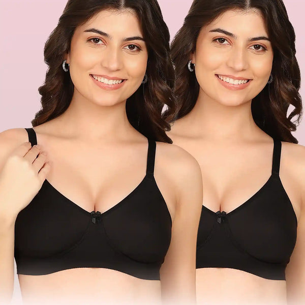 Intimist Easy-Fit Seamless Bonded T-Shirt Bra (IS-352-Black)(Pack Of 2)