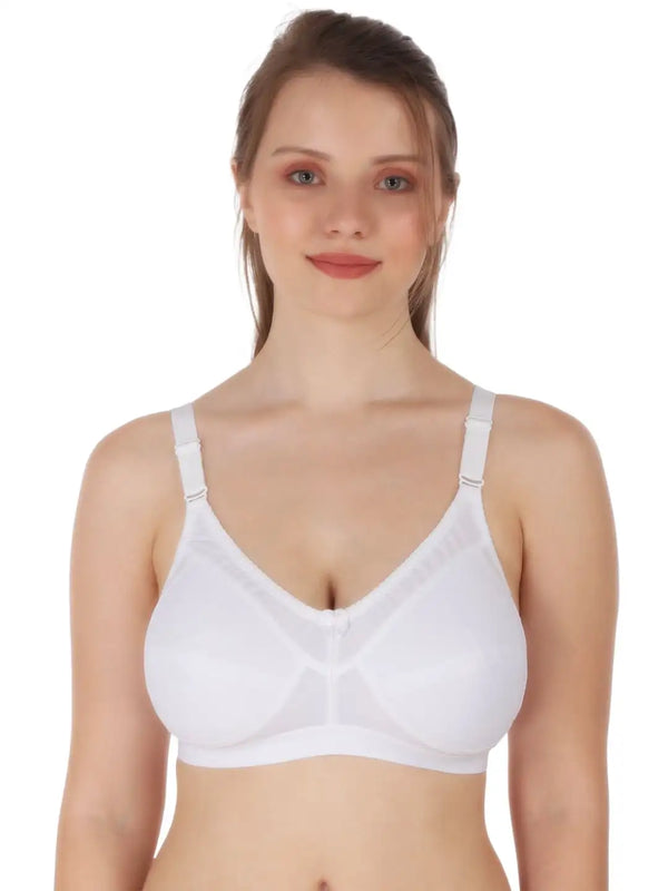 Intimist Full Coverage Non-Padded Minimizer Seamless Cotton Bra (I-9707-WHITE)