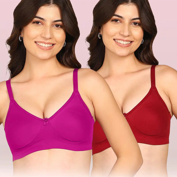 Intimist Easy-Fit Seamless Bonded T-Shirt Bra (IS-352-Magenta-Wine)( Pack Of 2)