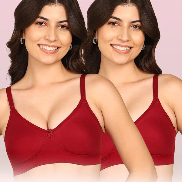 Intimist Easy-Fit Seamless Bonded T-Shirt Bra (IS-352-Wine)(Pack Of 2)