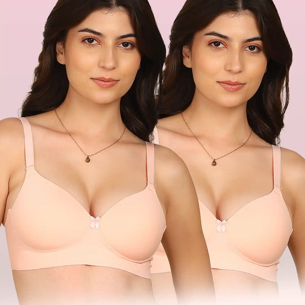 Intimist Easy-Fit Seamless Bonded Padded Everyday Bra (IS-5991-PEACH)(Pack of 2)