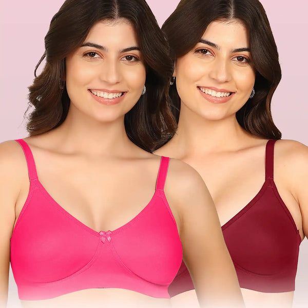 Intimist Easy-Fit Seamless Bonded T-Shirt Bra (IS-352-Dark pink-Magenta)( Pack Of 2)