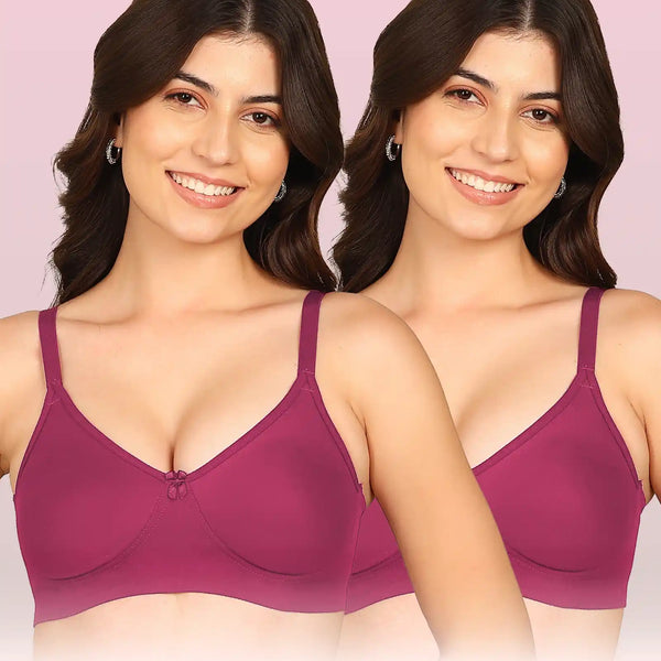 Intimist Easy-Fit Seamless Bonded T-Shirt Bra (IS-352-Magenta)(Pack Of 2)
