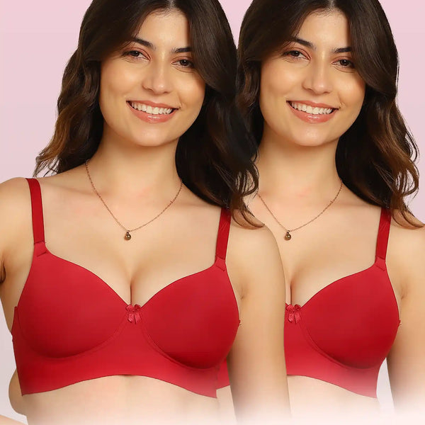 Intimist Easy-Fit Seamless Bonded Padded Everyday Bra (IS-5991-Wine)(Pack of 2)