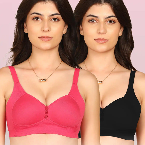 Intimist Easy-Fit Seamless Bonded Padded Minimiser (IS-408-Dark Pink-Black)( Pack Of 2)