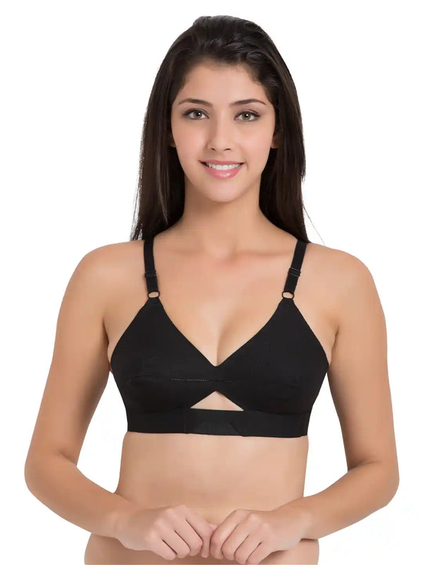 Centra Center Elastic Full Coverage Cotton Bra (CLY9-BLACK)
