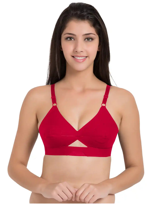 Centra Center Elastic Full Coverage Cotton Bra (CLY9-RED)