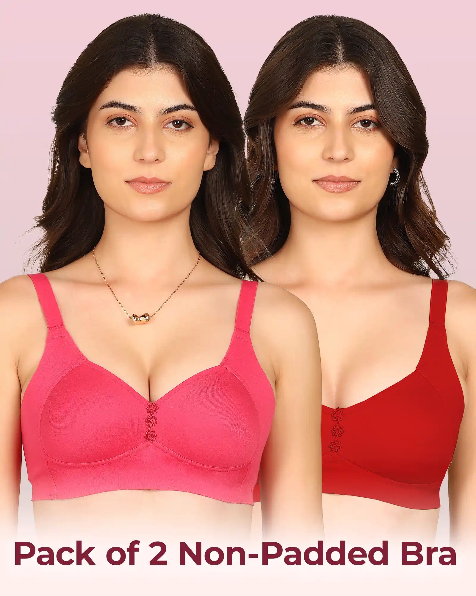 Intimist Easy-Fit Seamless Bonded Non-Padded Minimiser (IS-405-Dark Pink-Red)( Pack Of 2)