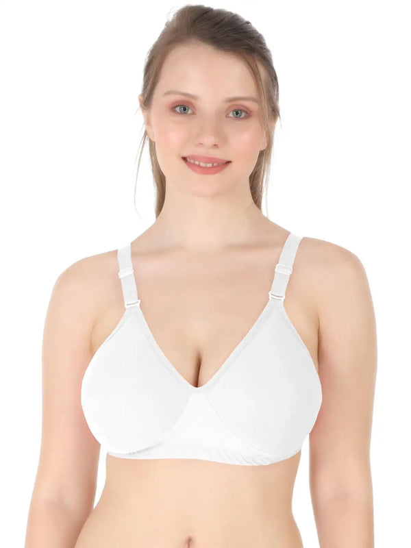 Intimist Full Coverage Non-Padded Everyday Seamless Cotton Bra (I-9703-WHITE)