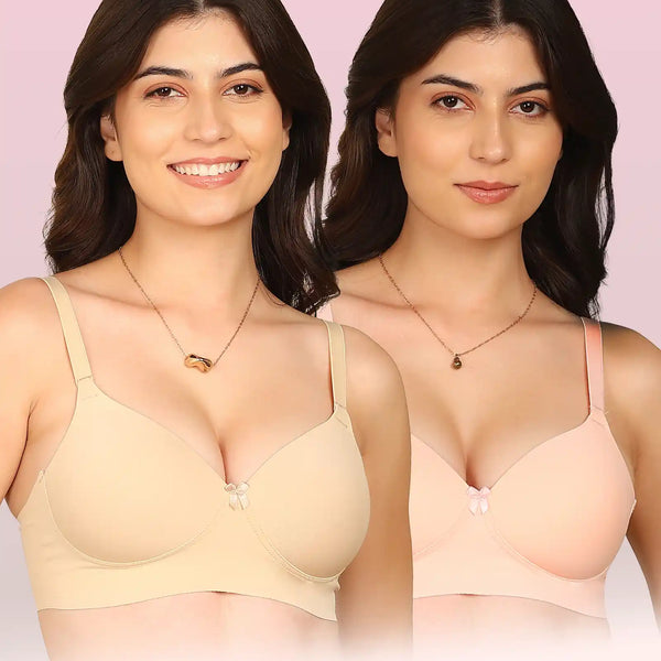 Intimist Easy-Fit Seamless Bonded Padded Everyday Bra (IS-5991-SKIN-PEACH)(Pack of 2)