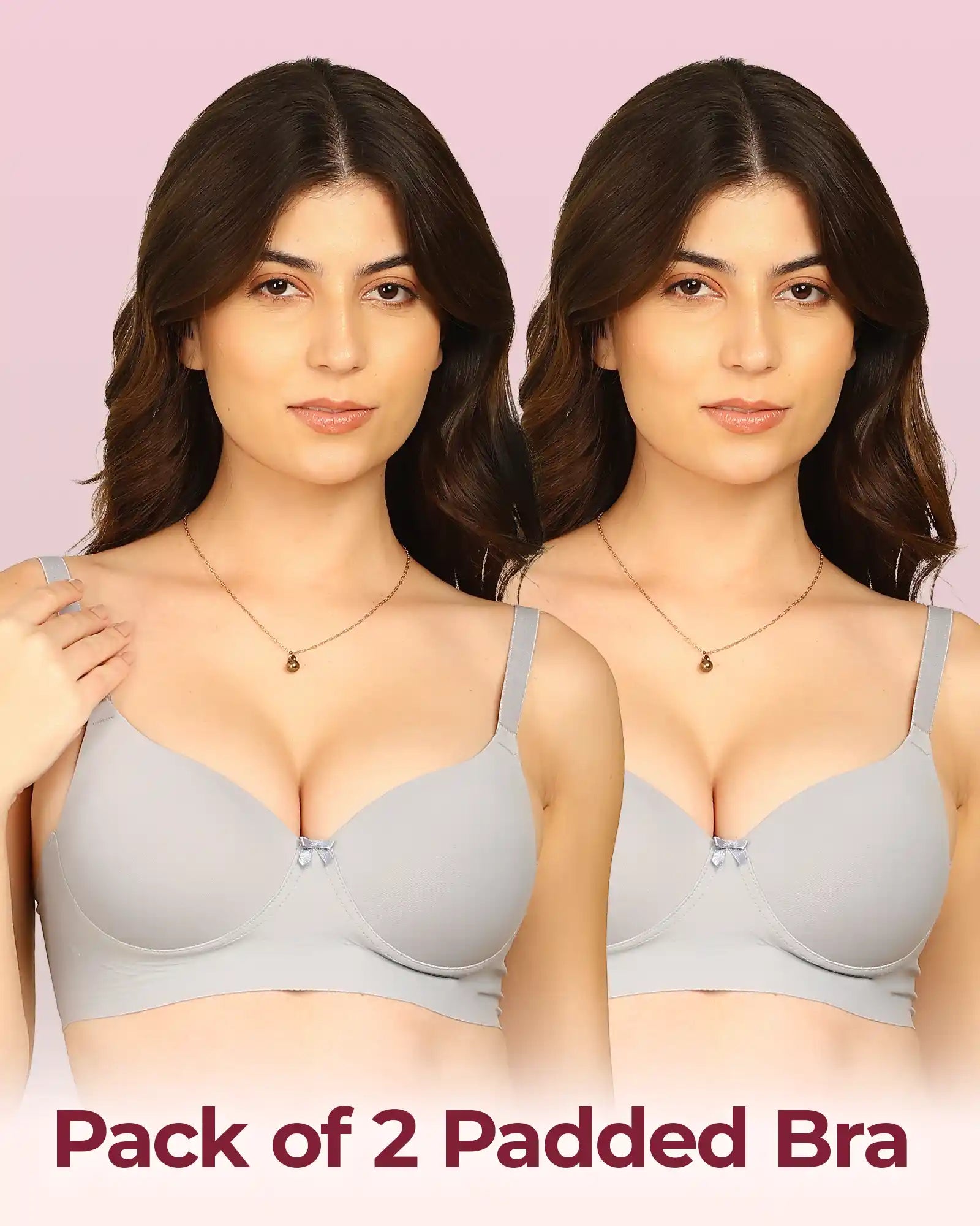 Intimist Easy-Fit Seamless Bonded Push-Up Bra (IS-5301-GREY)(Pack of 2)