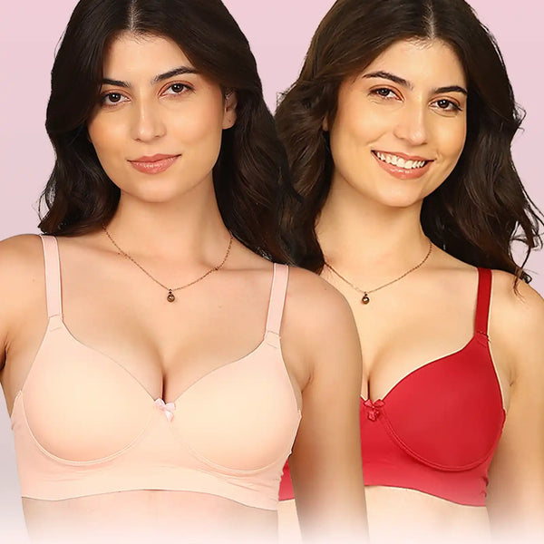 Intimist Easy-Fit Seamless Bonded Push-Up Bra (IS-5301-PEACH-WINE)(Pack of 2)
