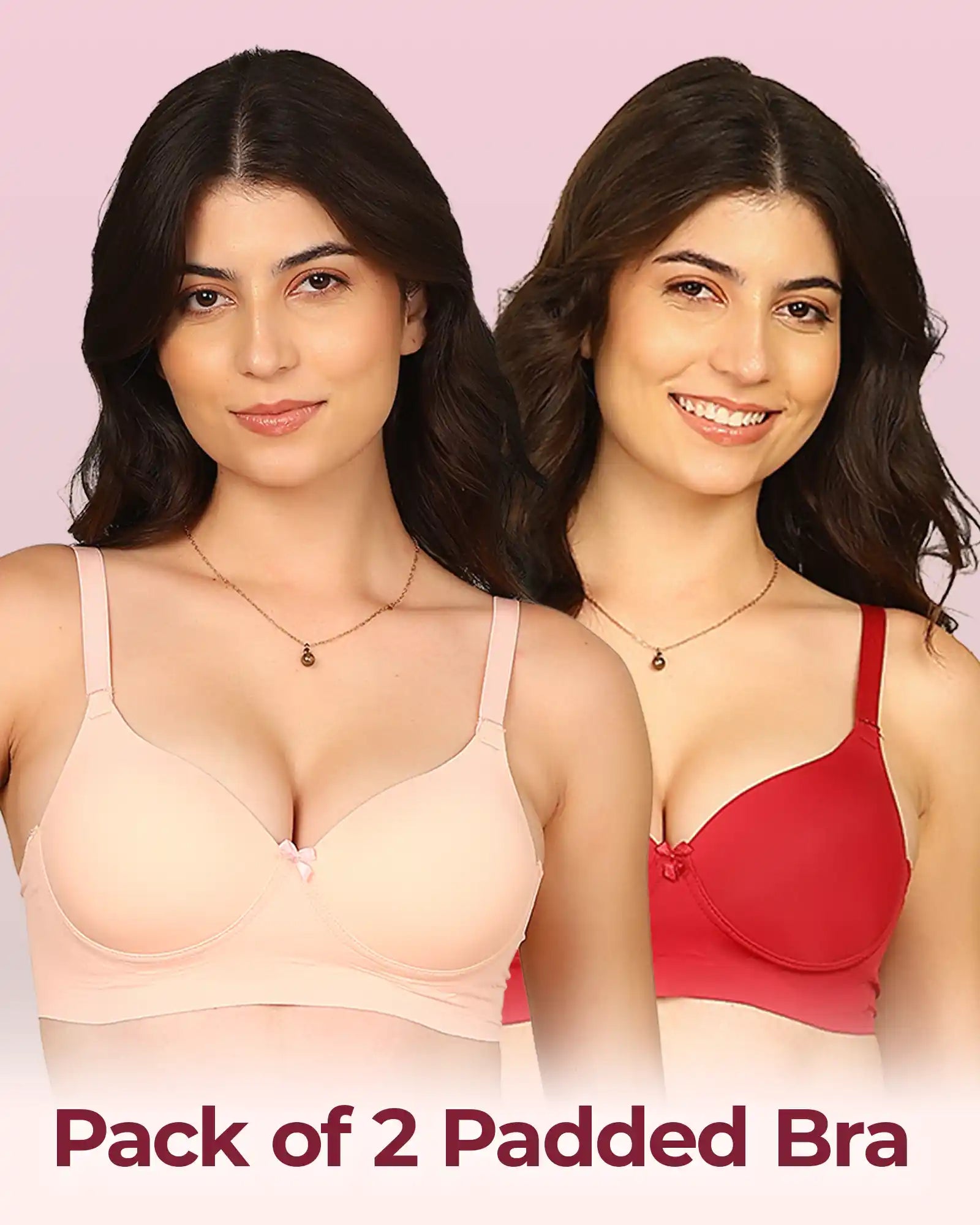 Intimist Easy-Fit Seamless Bonded Push-Up Bra (IS-5301-PEACH-WINE)(Pack of 2)
