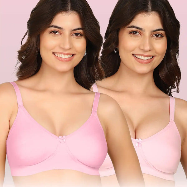 Intimist Easy-Fit Seamless Bonded T-Shirt Bra (IS-352-Pink-Plum)( Pack Of 2)