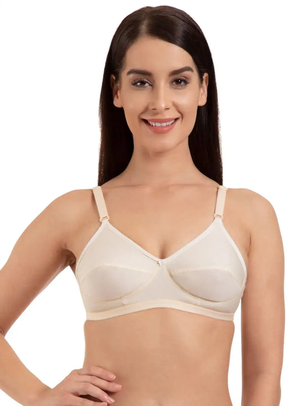 Komli Choli Cut Cotton Bra - 100% Cotton - Non Padded - U Shaped back - Seamed, Wirefree, Full Coverage Bra (K-9113-SKIN)