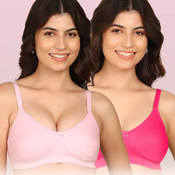 Intimist Easy-Fit Seamless Bonded T-Shirt Bra (IS-352-Plum-Dark Pink )( Pack Of 2)
