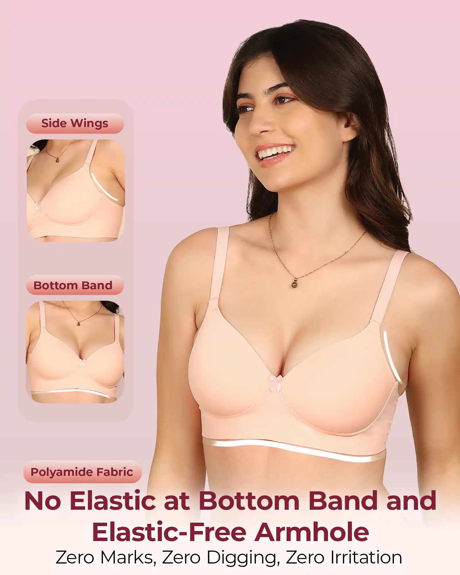Intimist Easy-Fit Seamless Bonded Padded Everyday Bra (IS-5991-PEACH)(Pack of 2)
