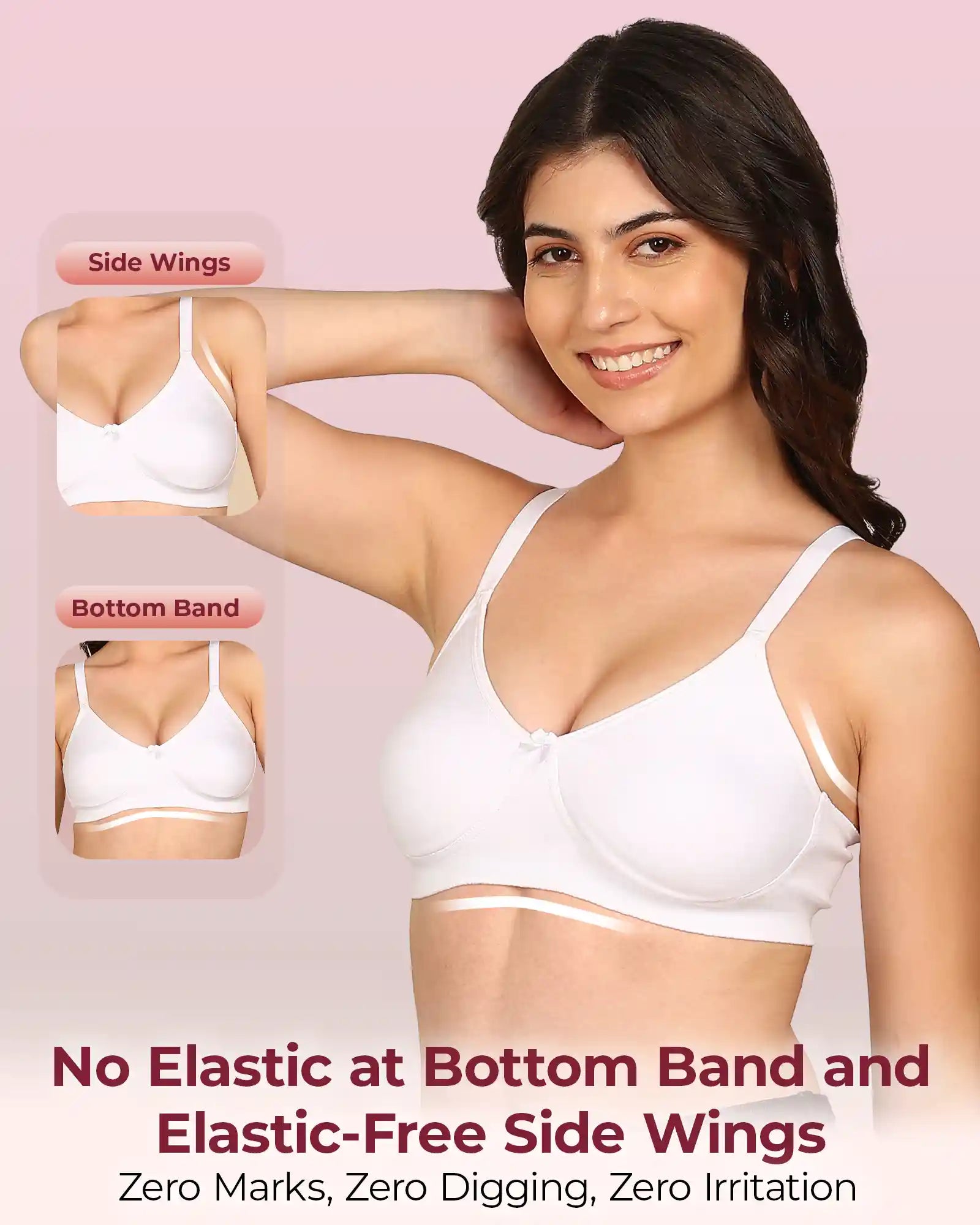 Intimist Easy-Fit Seamless Bonded T-Shirt Bra (IS-352-White)(Pack Of 2)