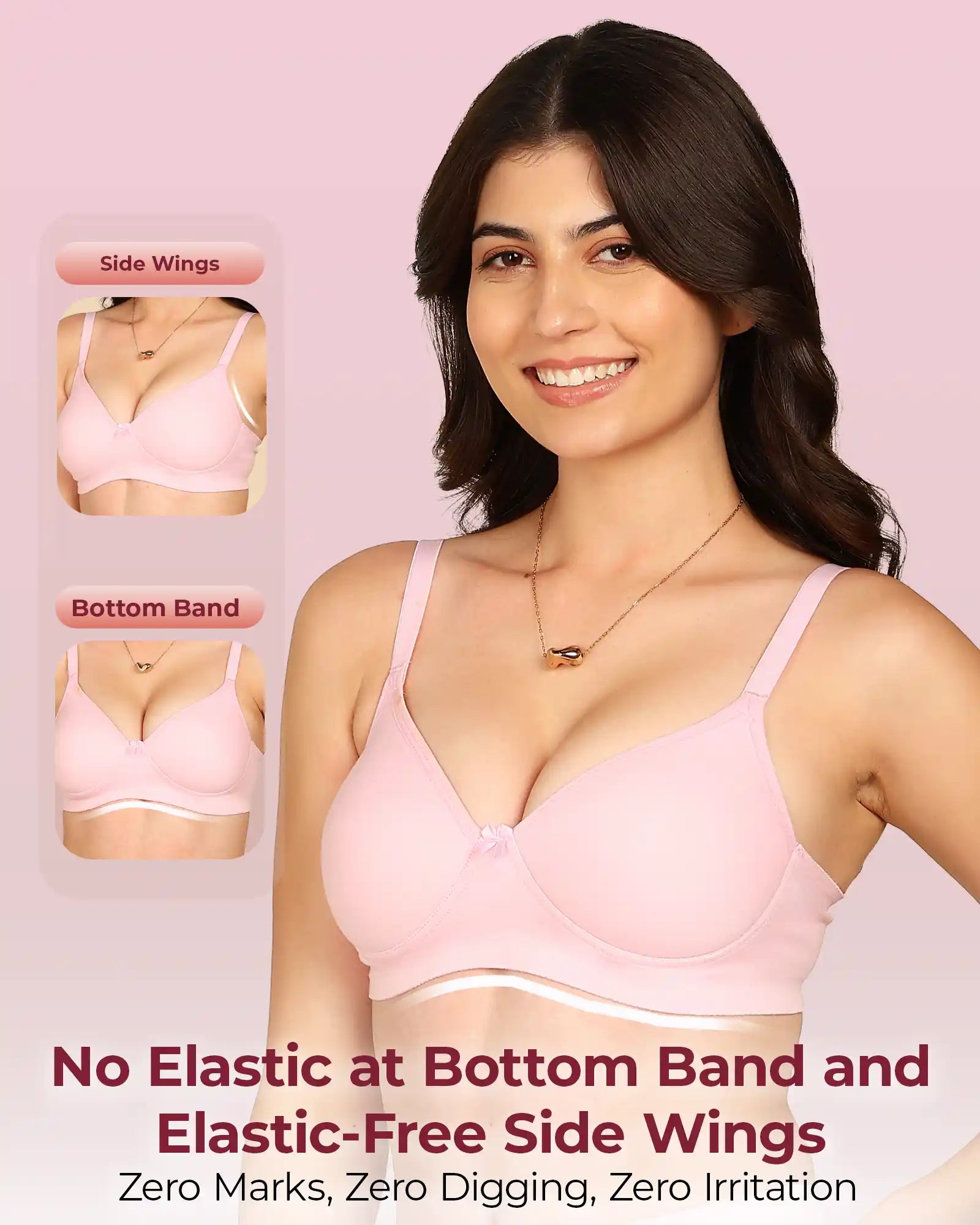 Intimist Bonded Padded T-Shirt Bra (IS-1013-Pink)
