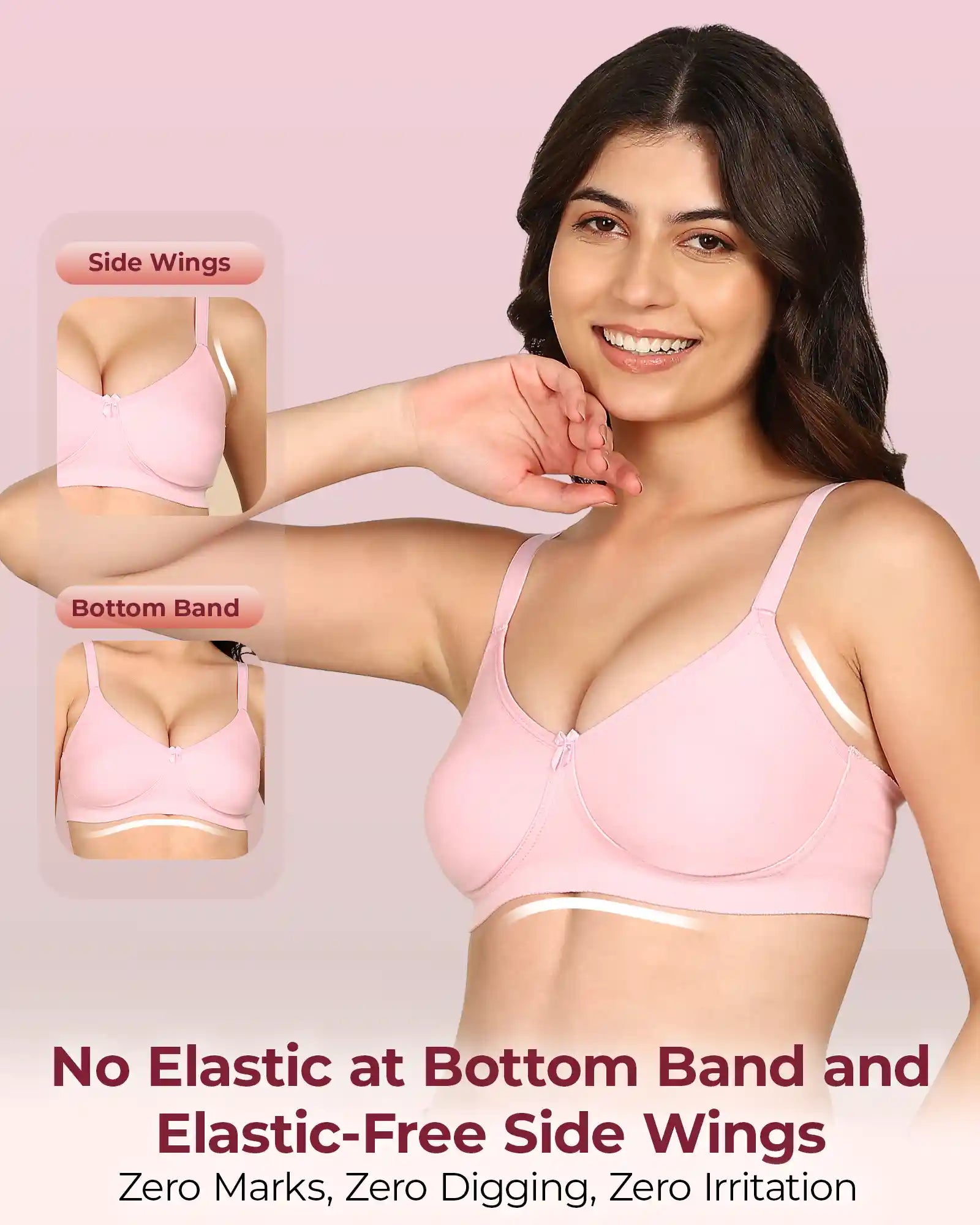 Intimist Easy-Fit Seamless Bonded T-Shirt Bra (IS-352-Plum)(Pack Of 2)