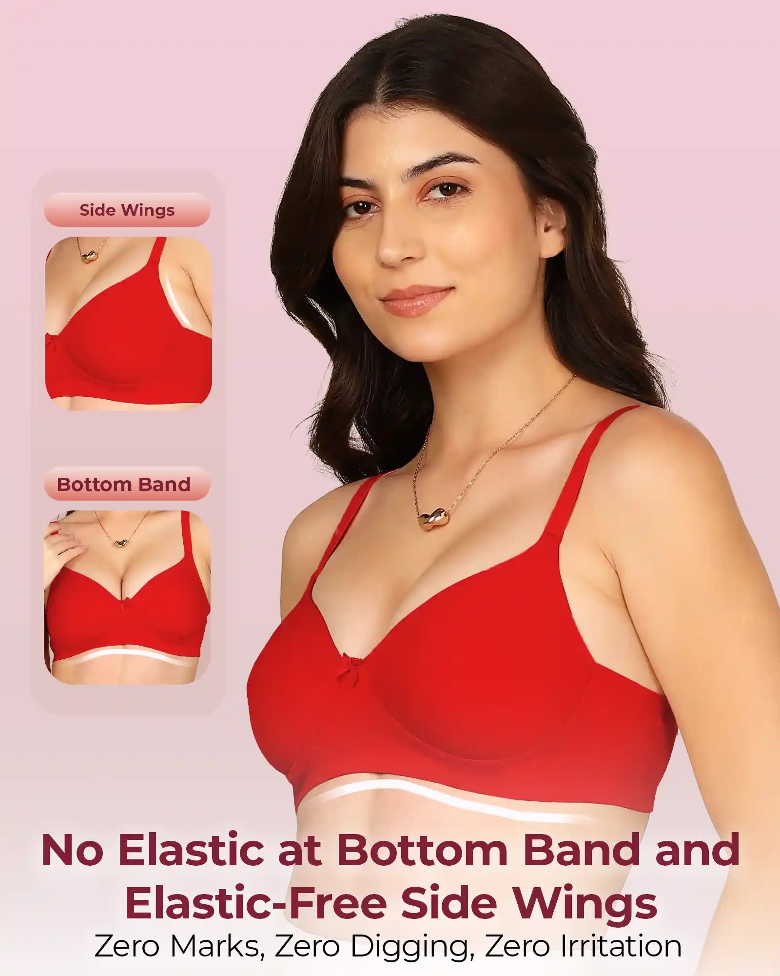 Intimist Bonded Padded T-Shirt Bra (IS-1013-RED)
