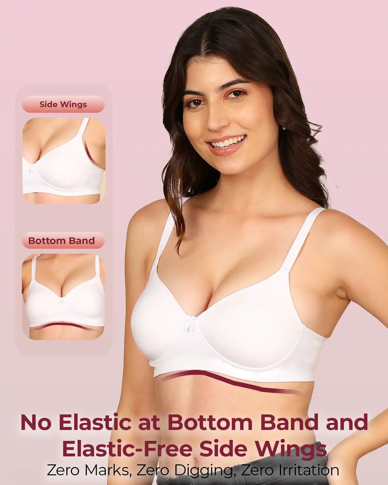 Intimist Easy-Fit Seamless Bonded Padded T-Shirt Bra (IS-1013-White)(Pack Of 2)
